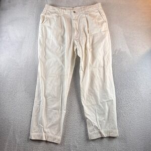 Vintage Dockers Levi Strauss Pleated Chino Canvas Pants Cream Mens 35x28 90s